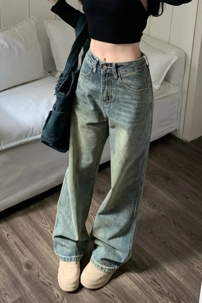 Y2K 'Deeptown' Wide Leg Jeans