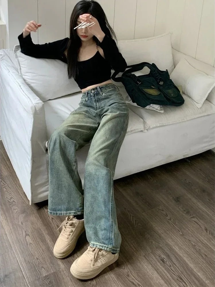Y2K 'Deeptown' Wide Leg Jeans